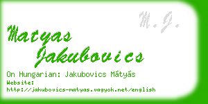 matyas jakubovics business card